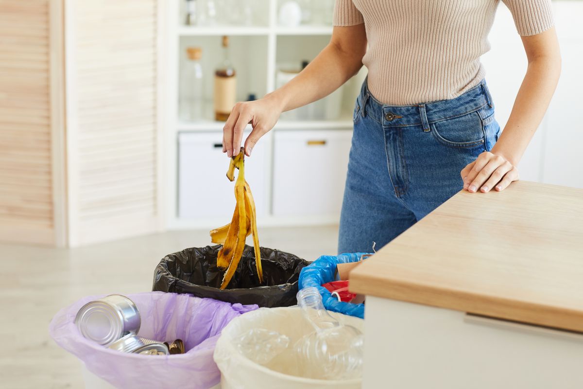 sorting waste in the kitchen